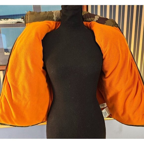 Old Navy Camo Puffer Vest Size M Kids Unisex. Orange Lining Zip Closure - Picture 4 of 6